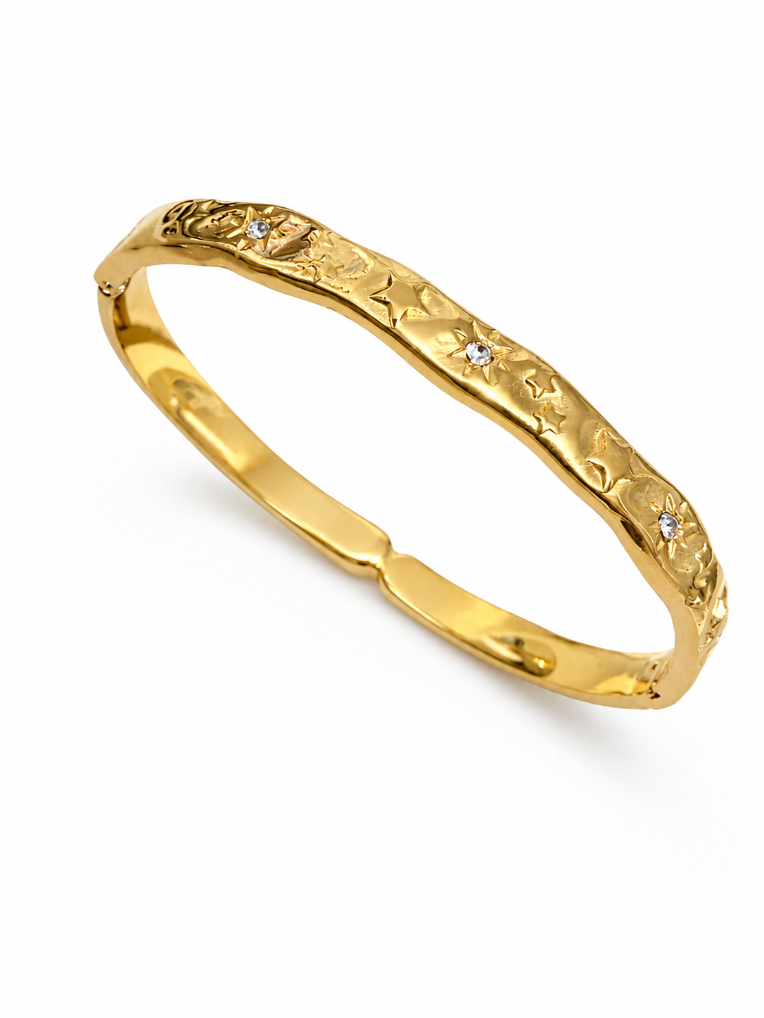 Twinkle Star Textured Bangle Bracelet