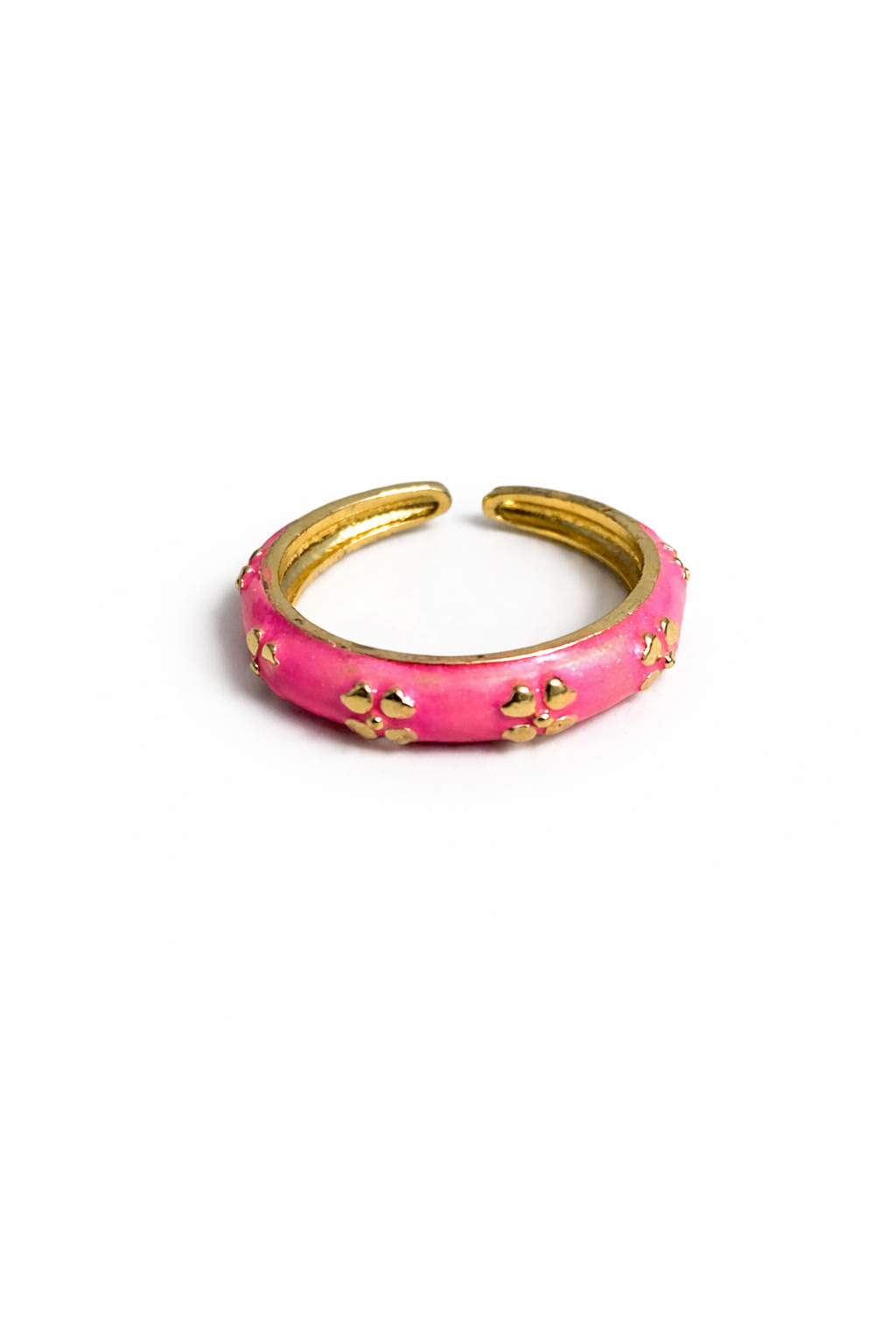 18K Gold Plated Adjustable Enamel Ring for Women | Blue & Pink Minimal Pattern Ring | Trendy Everyday Jewelry
