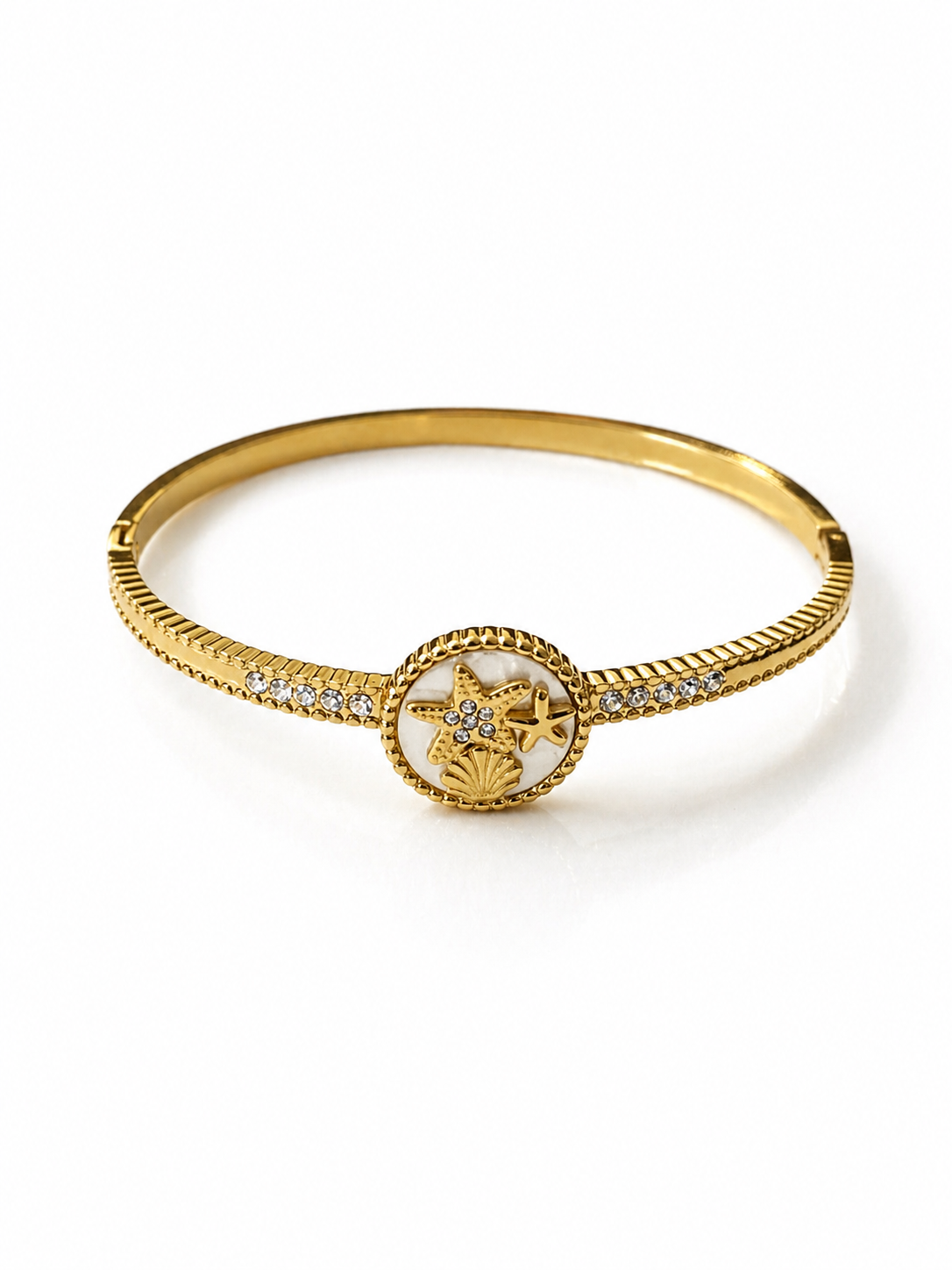 Elegant Starfish & Shell Charm Gold Plated Bracelet for Women