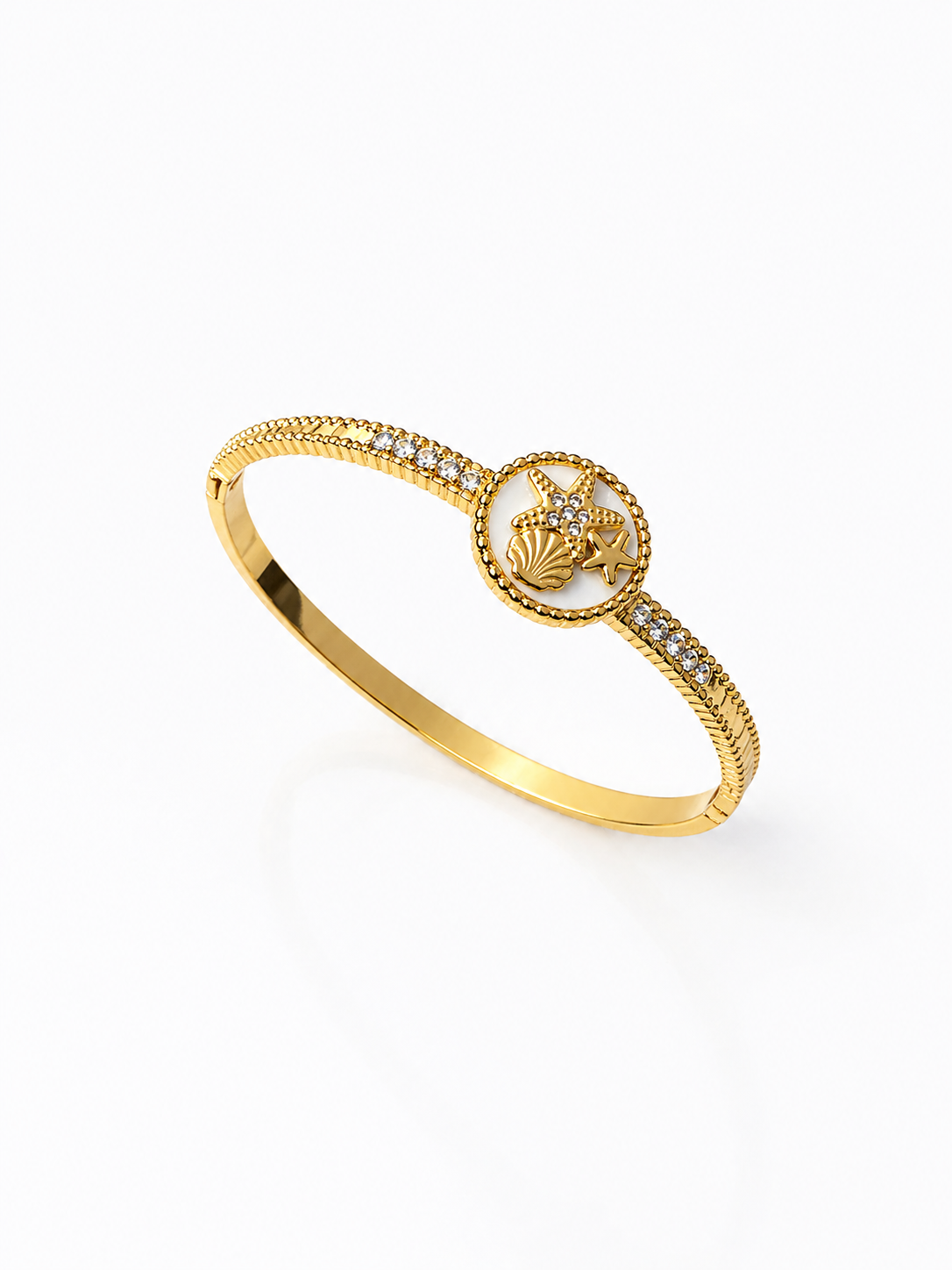 Elegant Starfish & Shell Charm Gold Plated Bracelet for Women
