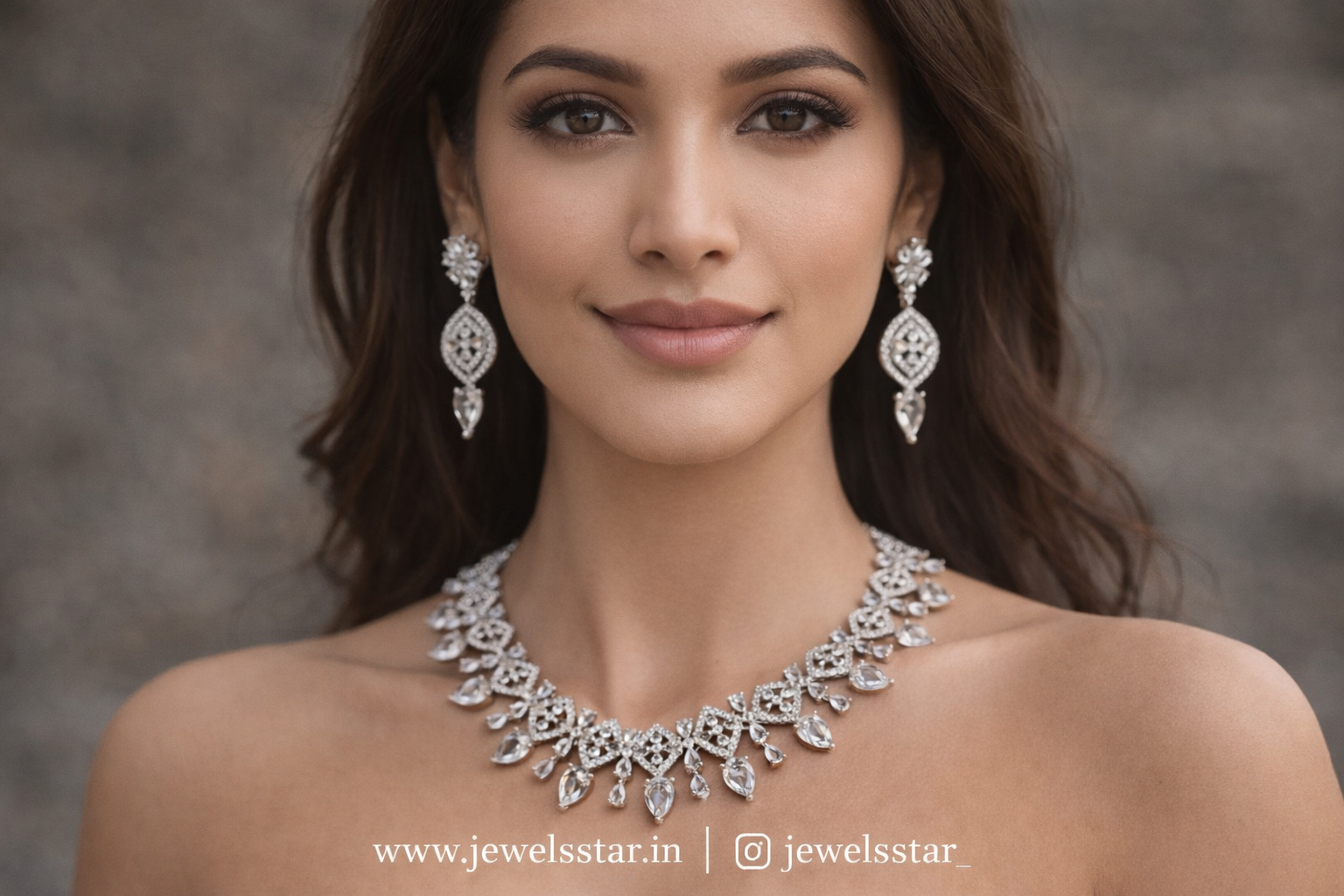 American Diamond Necklace Set with Matching Earrings | Gold Plated Sparkling CZ Jewelry | Elegant Party & Wedding Wear for Women