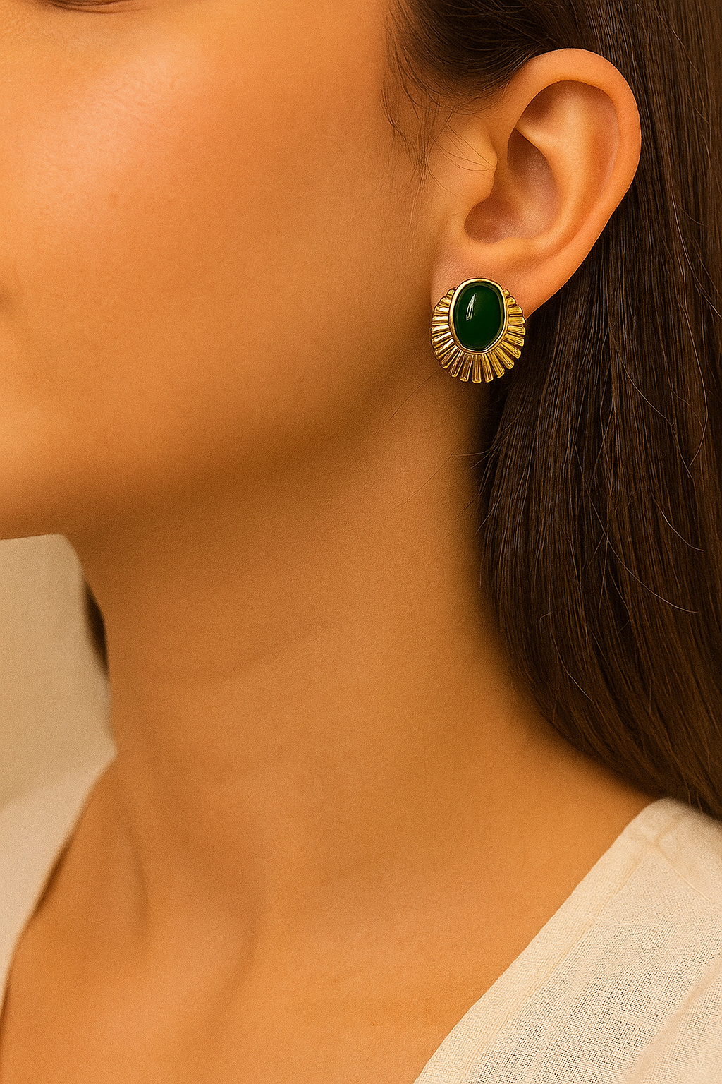 Elegant Anti-Tarnish Green Designer Pendant & Earrings Set – Small, Stylish, & Durable