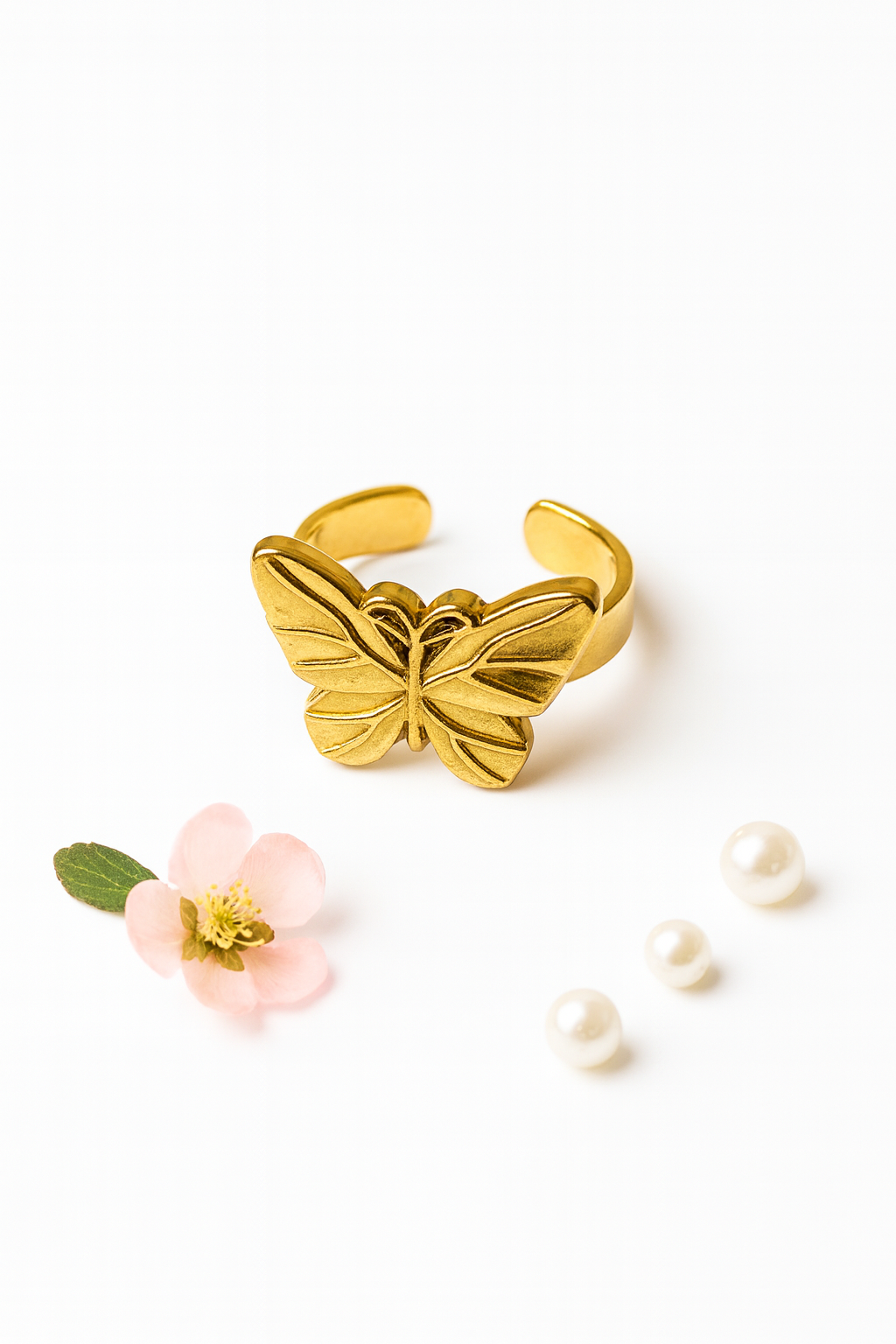 Jewelsstar Anti-Tarnish Butterfly Ring for Women | 18K Gold Plated Adjustable Ring | Daily Wear Minimal Jewelry | Stylish Fashion Ring for Girls & Women