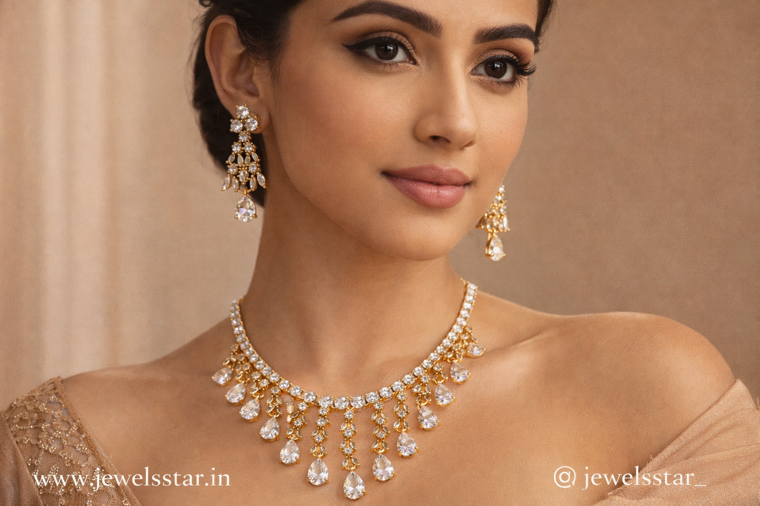 American Diamond Necklace Set with Earrings & Maang Tikka | Gold & Silver Dual Plated CZ Bridal Jewelry Set | Wedding, Party & Festive Wear for Women