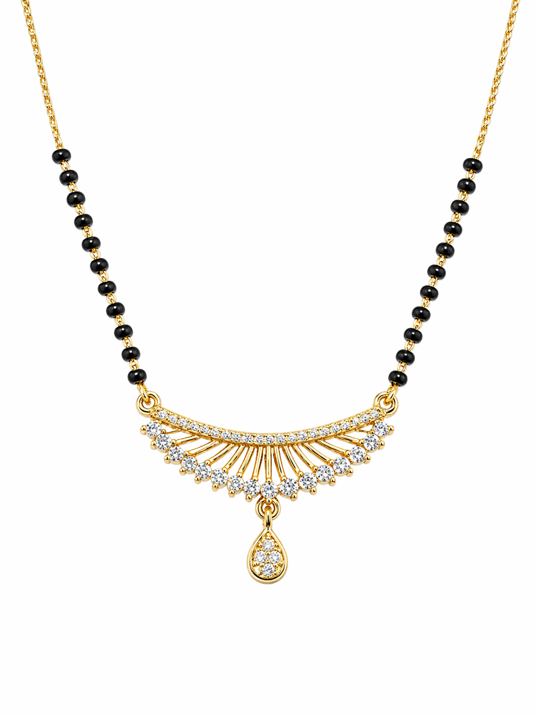 Elegant 18K Gold Plated Mangalsutra with American Diamonds – Anti-Tarnish Finish 3. Premium Medium Size Mangalsutra | 18K