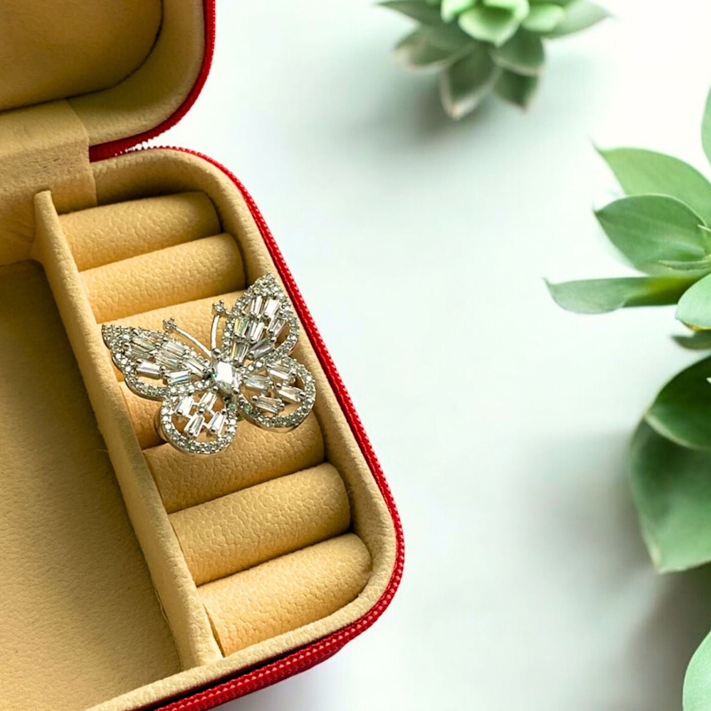 American Diamond Butterfly Ring