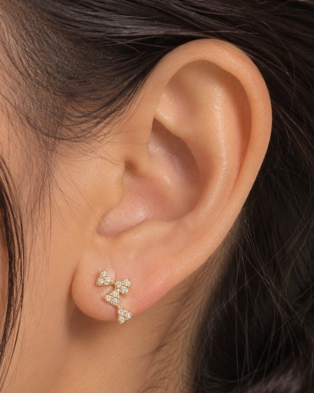 Tiny Bow Sparkle Stud Earrings – Anti Tarnish 18K Gold Plated