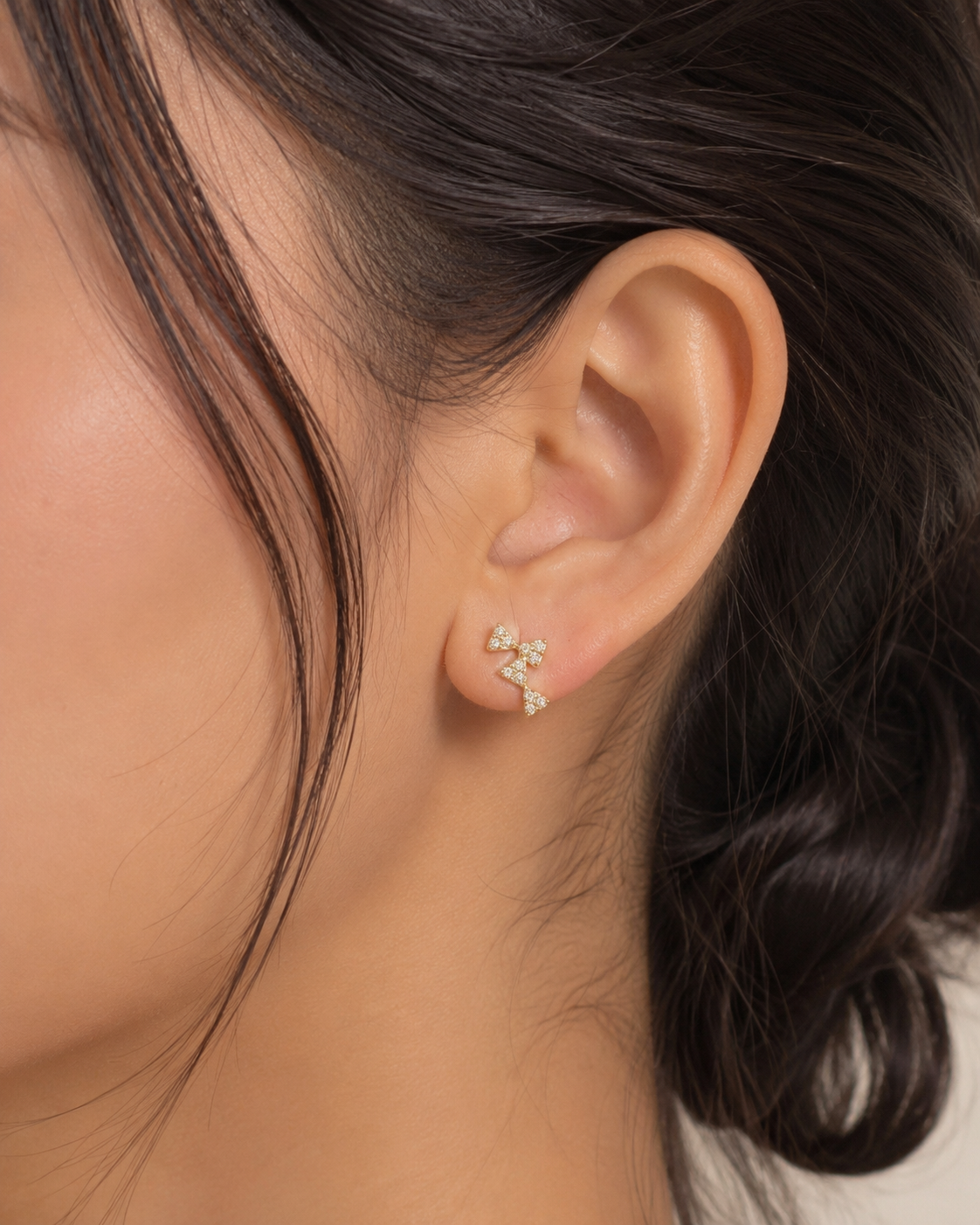 Tiny Bow Sparkle Stud Earrings – Anti Tarnish 18K Gold Plated