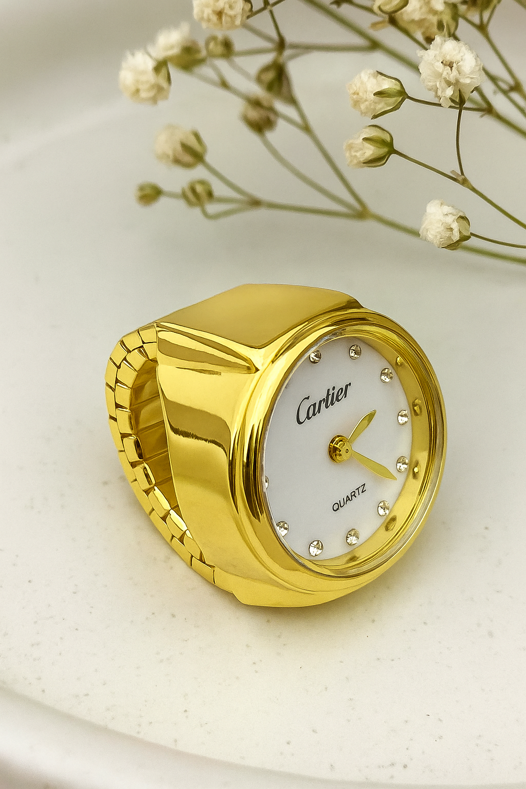 JewelsStar Adjustable Cartier Watch Ring for Women & Girls – Golden Color