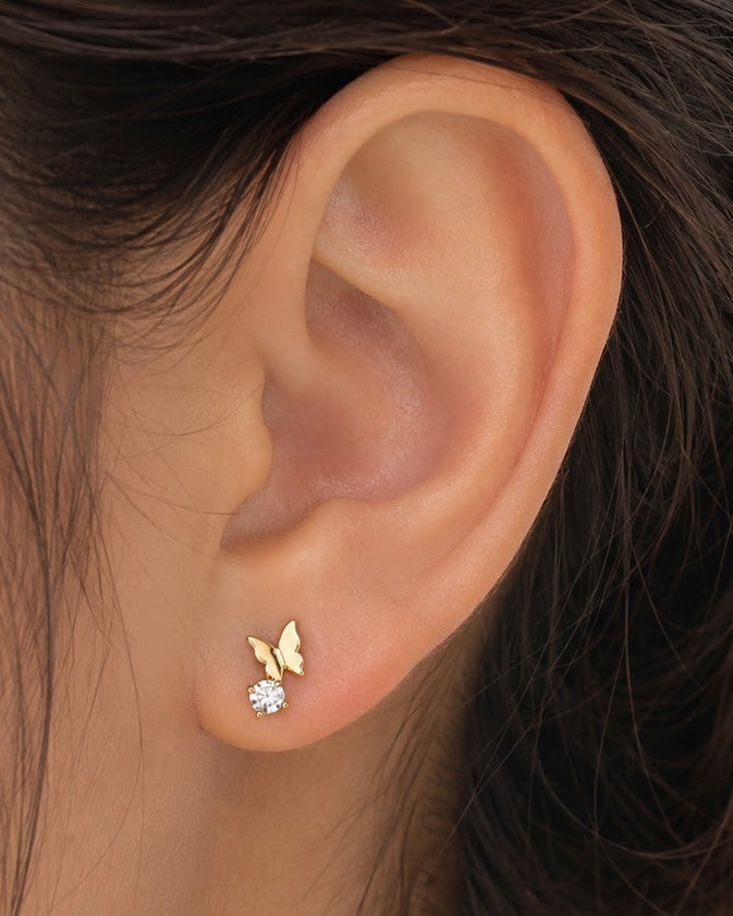 Minimal small Butterfly Stud Earrings – Anti Tarnish 18K Gold Plated