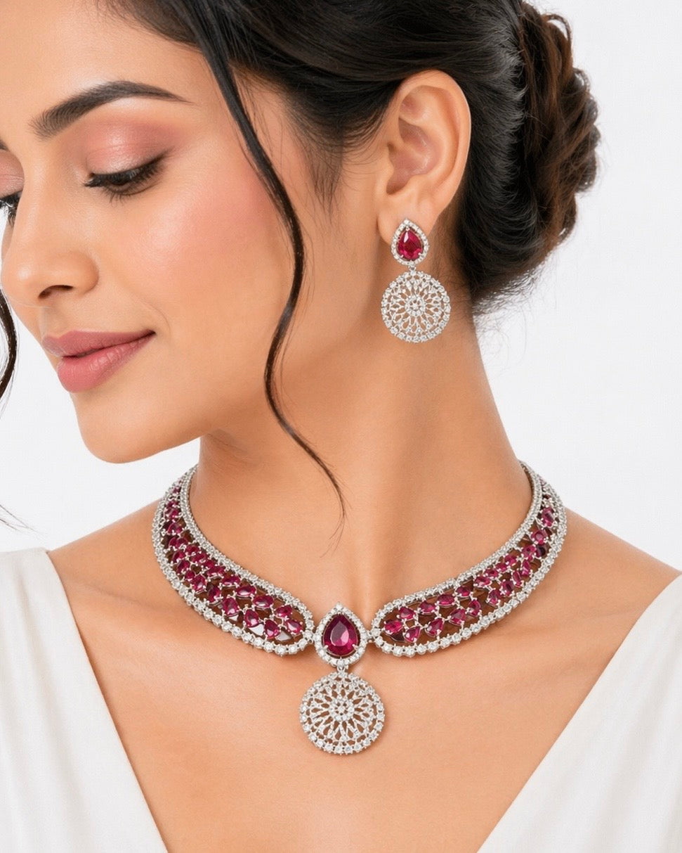 Elegant American Diamond Designer Necklace – A Timeless Statement of Luxury