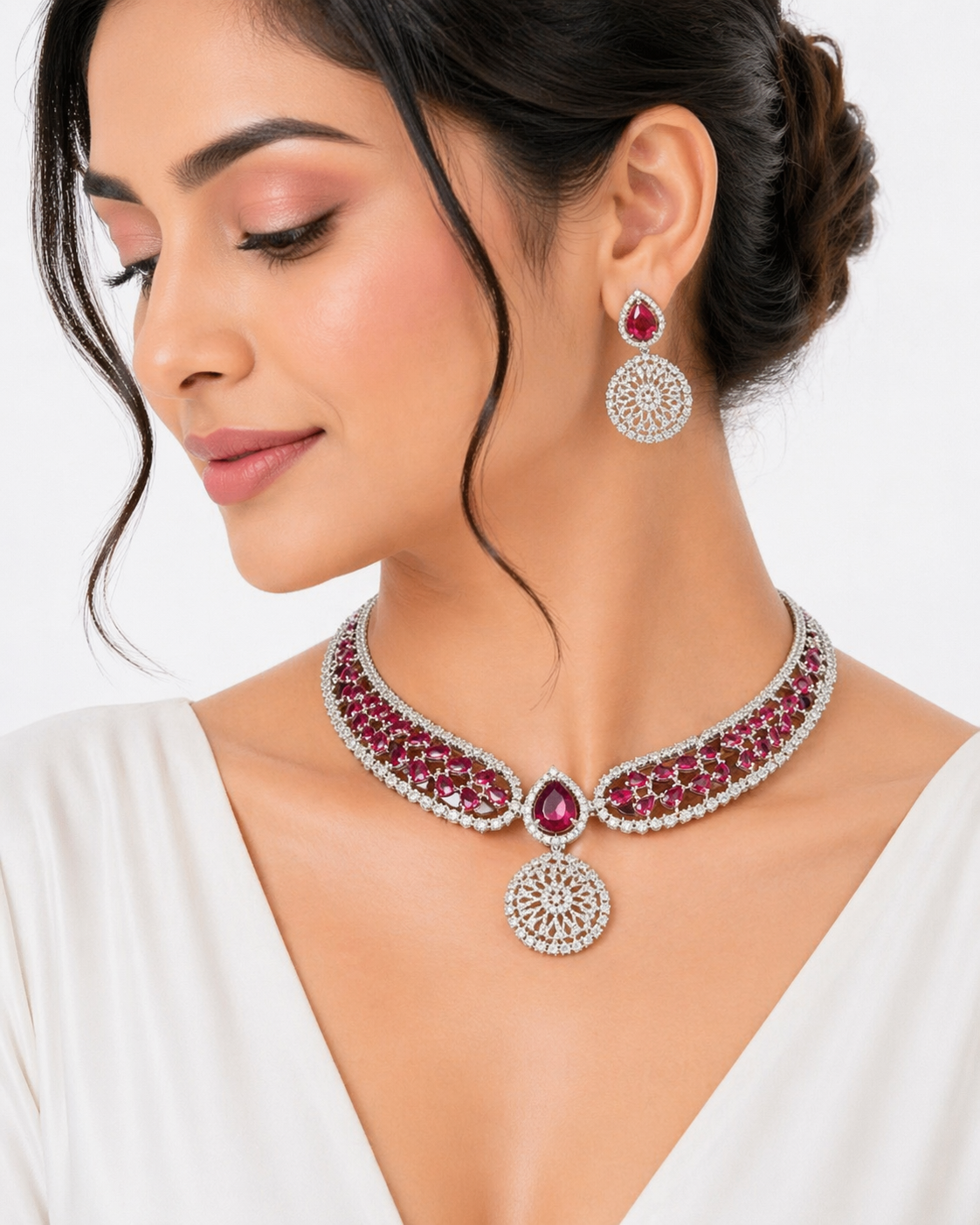 Elegant American Diamond Designer Necklace – A Timeless Statement of Luxury