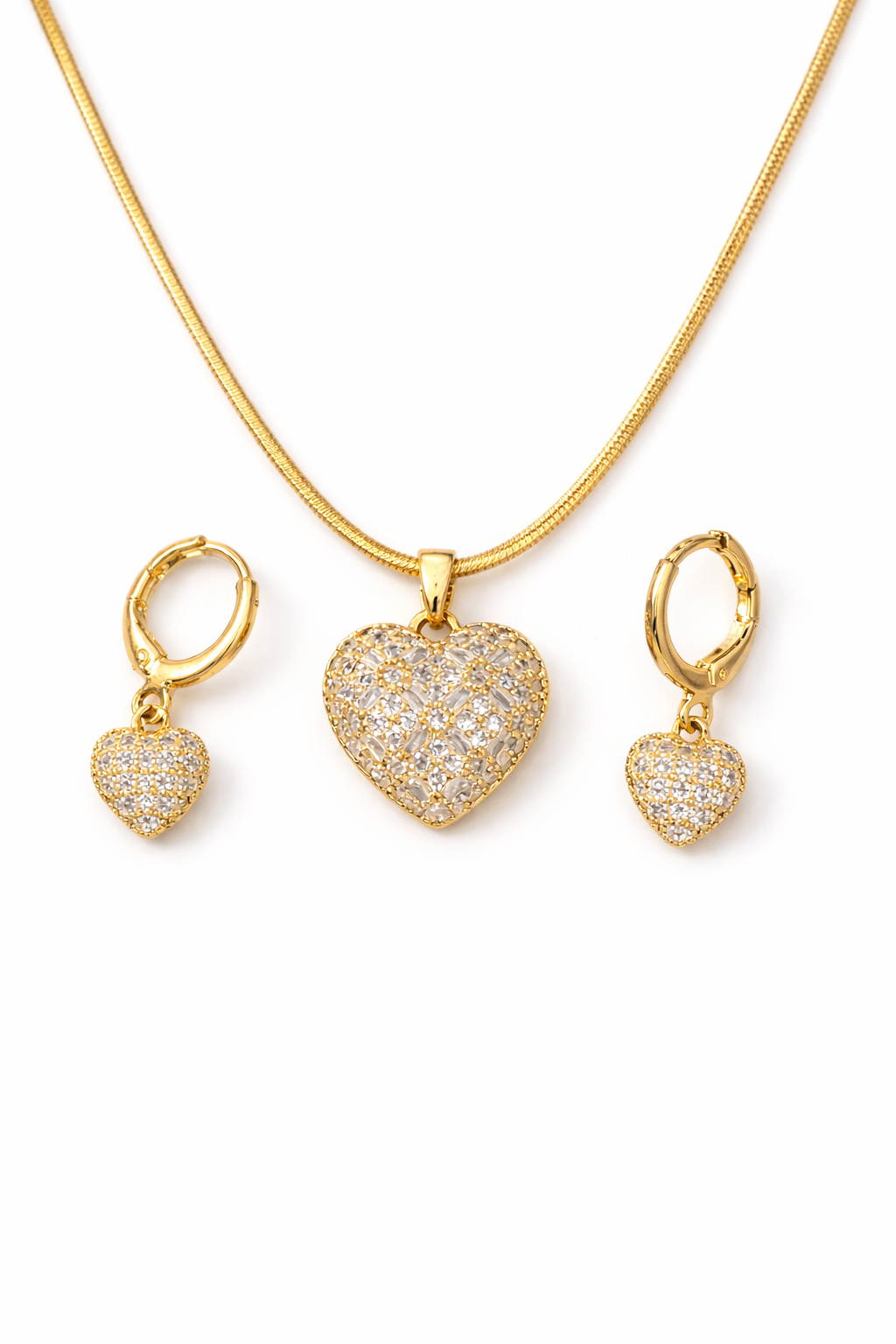 Romantic Heart Gold Pendant & Earrings Set – Perfect Gift Choice 💛 Big Size Pendant, Stylish and Durable Jewelry