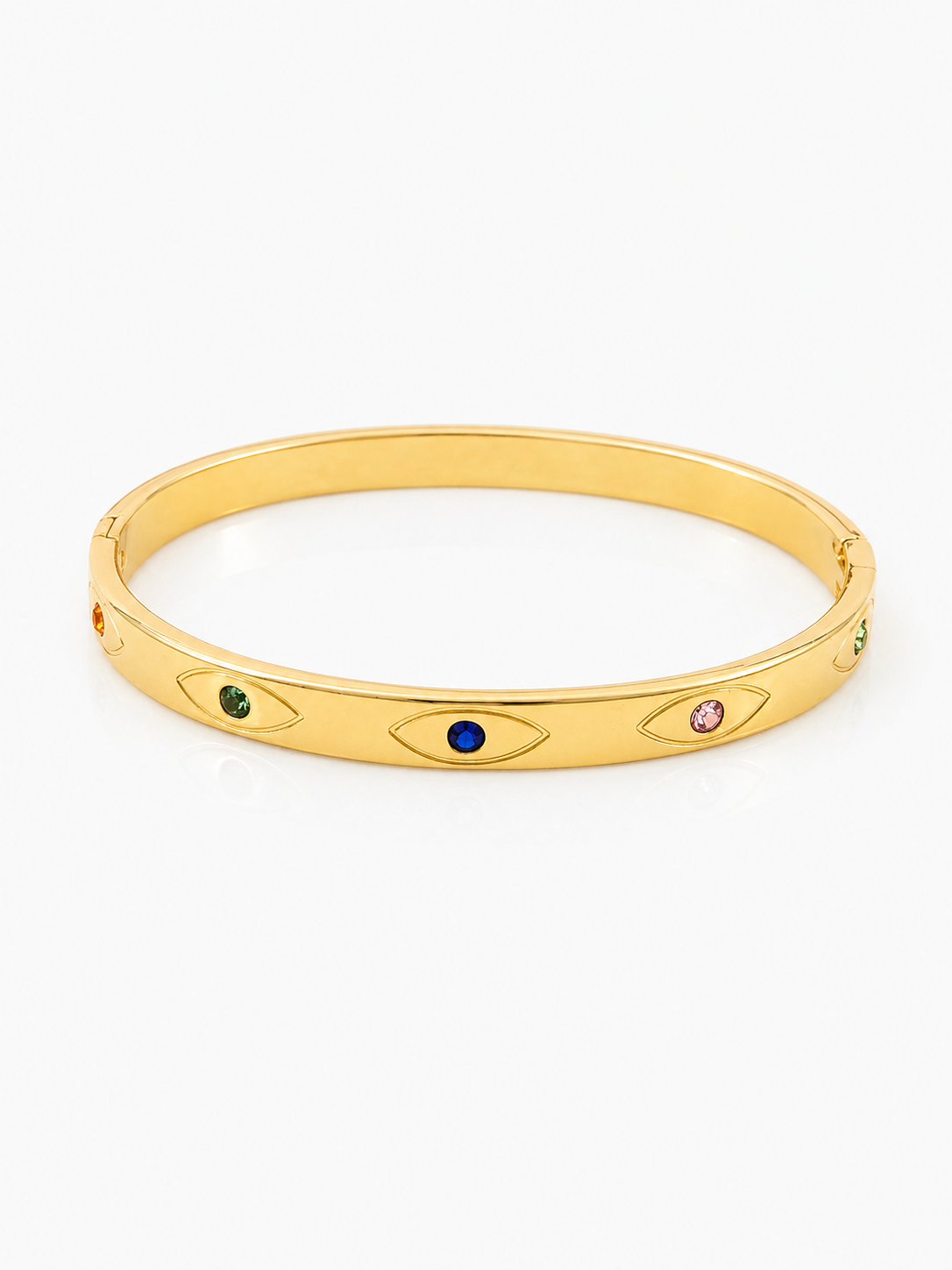 18K Gold Plated Evil Eye Bracelet with Multicolor Stones – Anti-Tarnish