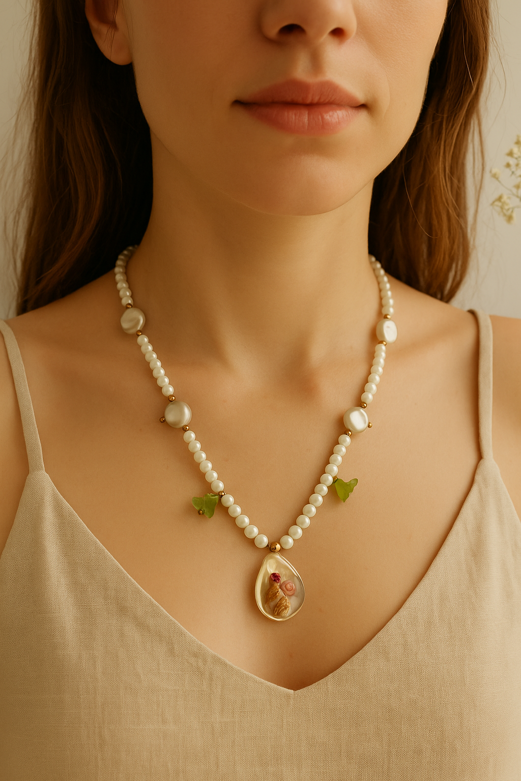 Designer Pearl Chain Necklace for Women | Beach Vibe Aesthetic Jewelry | 18K Gold Plated Anti-Tarnish | Lightweight Daily Wear Necklace | Gift-Ready Packaging