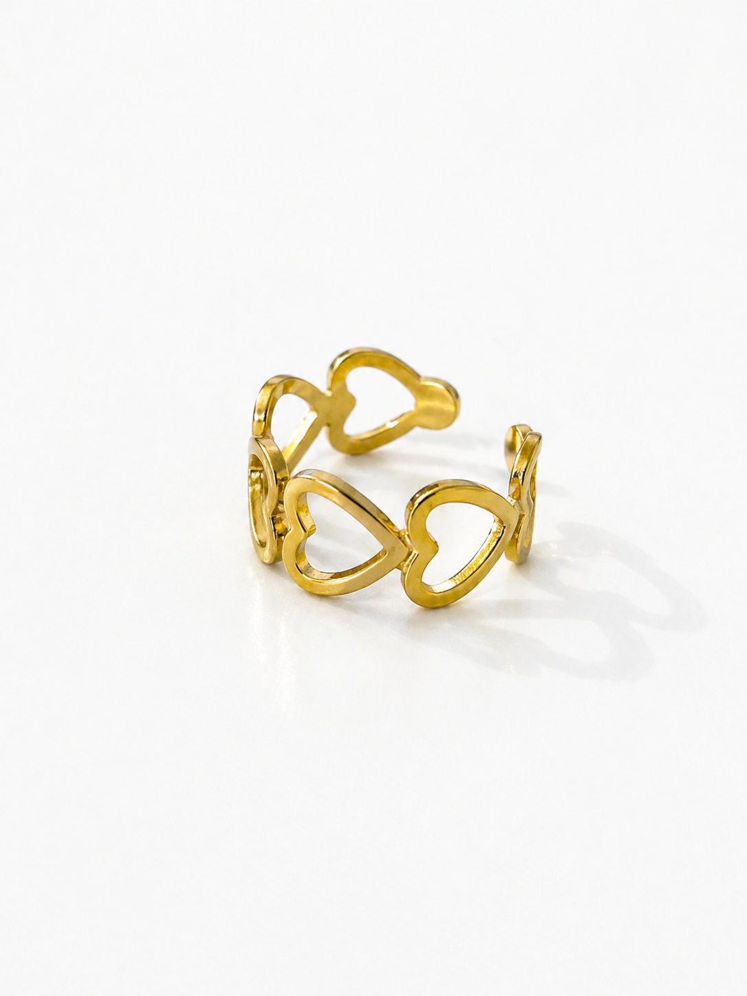 Gold Heart Link Adjustable Ring | Open Size Minimal Daily Wear Ring