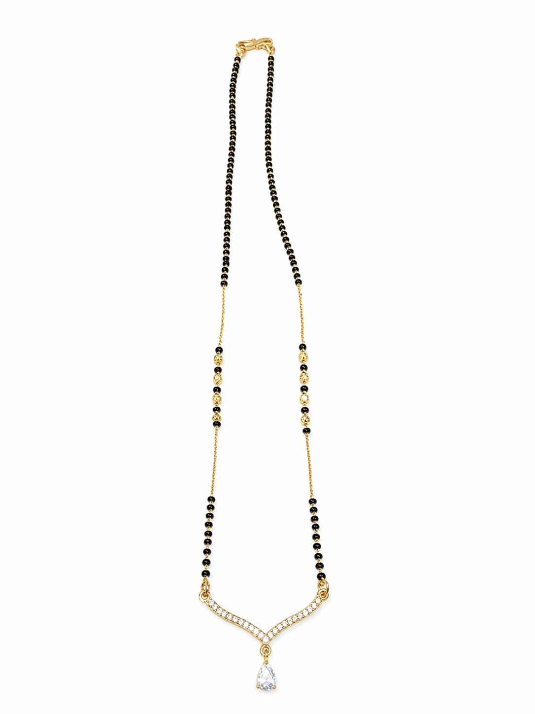 Elegant 18K Gold Plated Mangalsutra with American Diamonds – Anti-Tarnish Finish 3. Premium Medium Size Mangalsutra | 18K