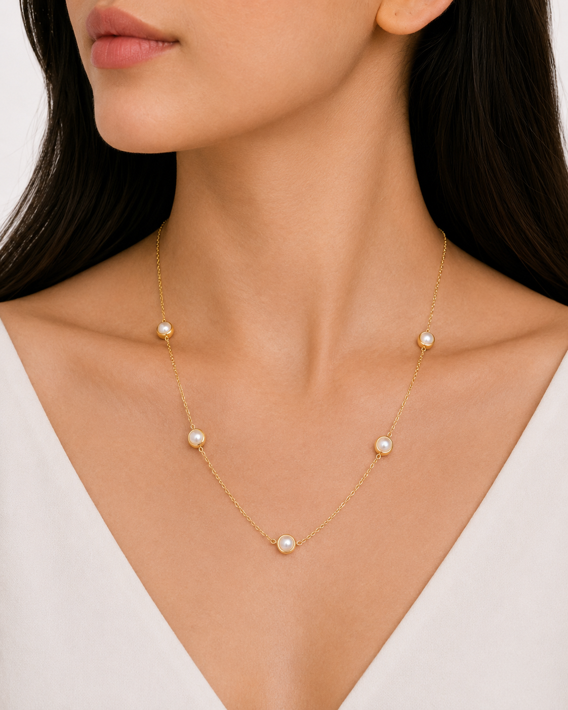✨ 18K Gold Plated Pearl Pendant Chain Necklace – Anti-Tarnish Elegant Daily Wear Jewelry