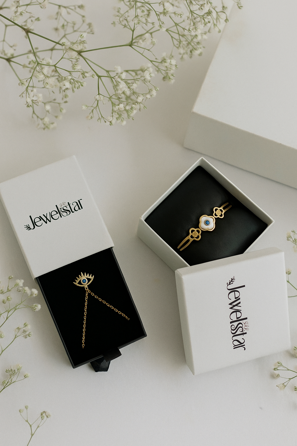 Jewelsstar Anti-Tarnish Chain & Bracelet Combo Gift Hamper | Evil Eye Design | Premium Gift Packaging