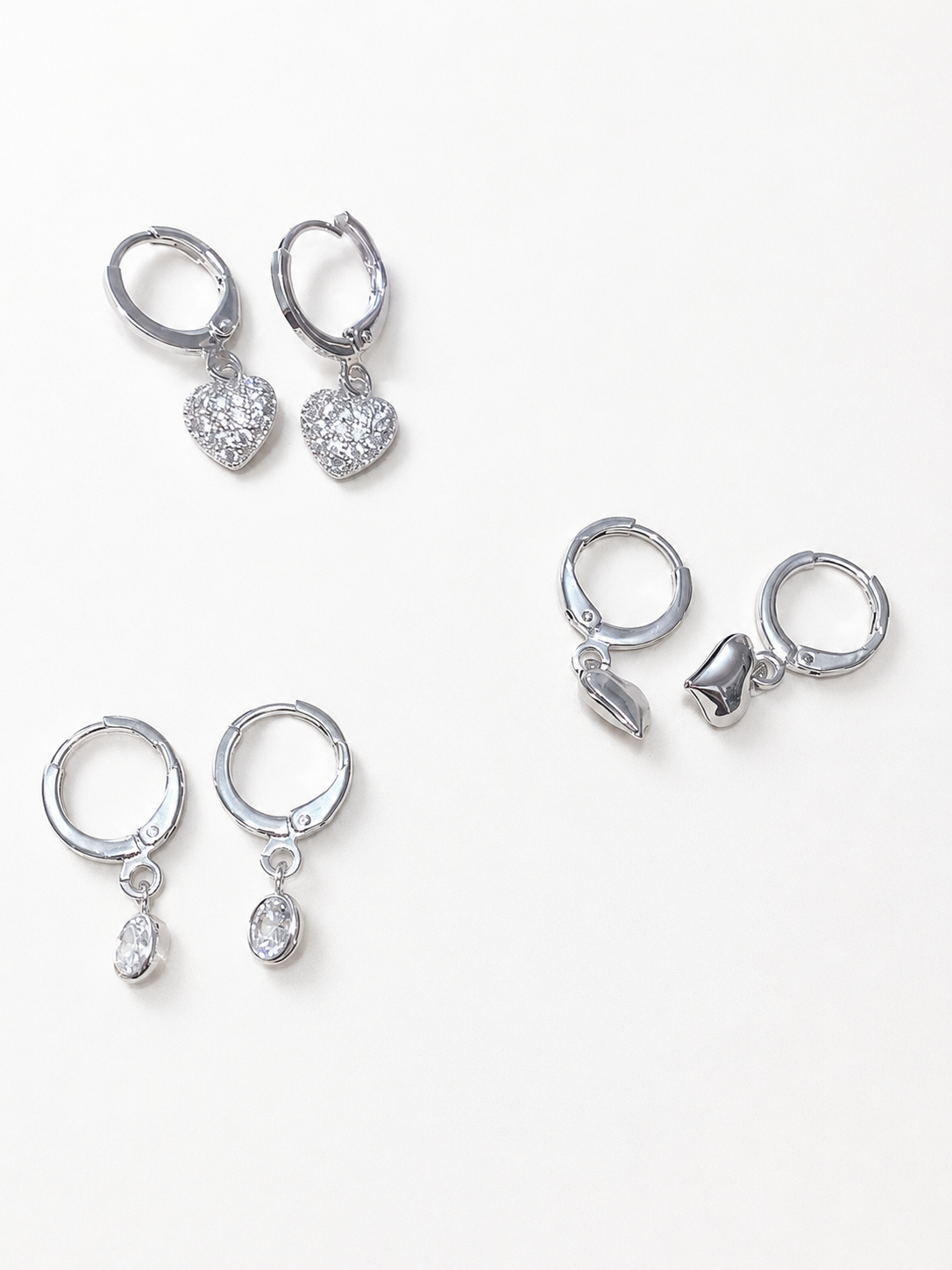 18K Gold Plated Anti-Tarnish Mini Hoop Earrings Set for Women | Heart Charm, Crystal Drop & Abstract Charm Hoops | Korean Style Daily Wear Earrings Collection