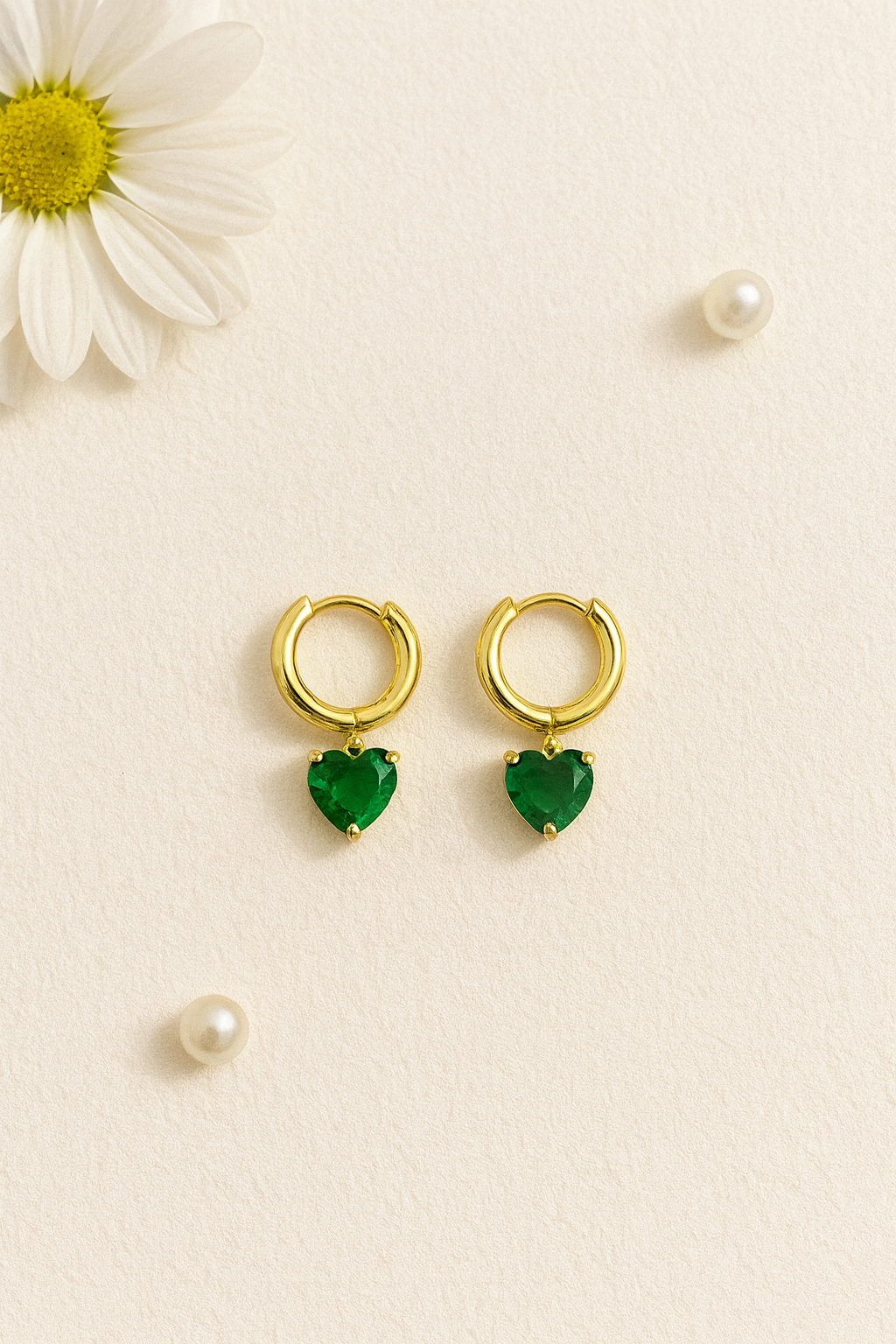Anti-Tarnish Heart Long Pendant Chain & Earrings Set | 18K Gold Plated | Elegant Green Stone Jewelry | Perfect for Gifting | Premium Gift-Ready Packaging