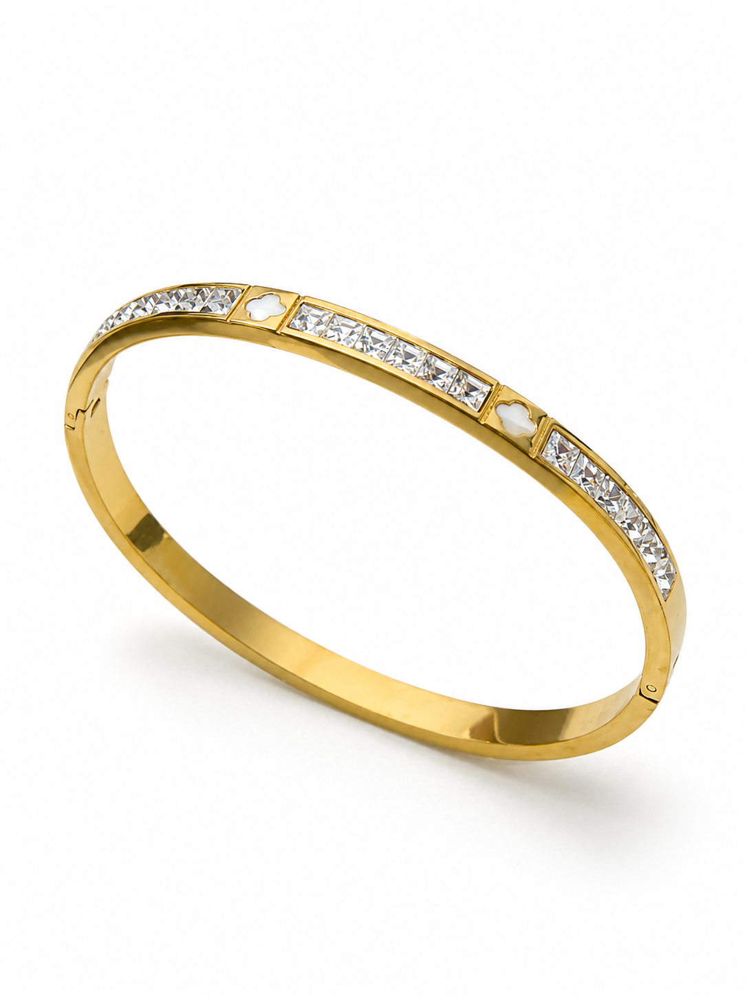 Luxury Gold Crystal Studded Bangle Bracelet | Elegant Minimal Anti-Tarnish Designer Kada