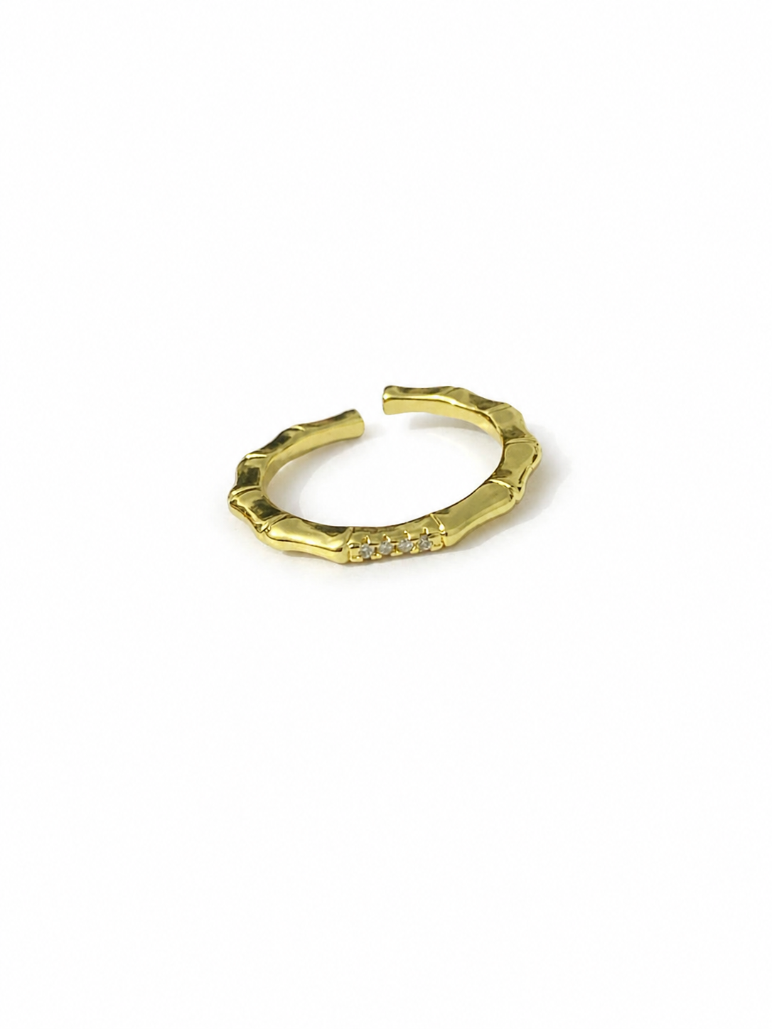 Elegant Gold Adjustable Ring with Sparkling Zircon Accents | Minimal Daily Wear Ring
