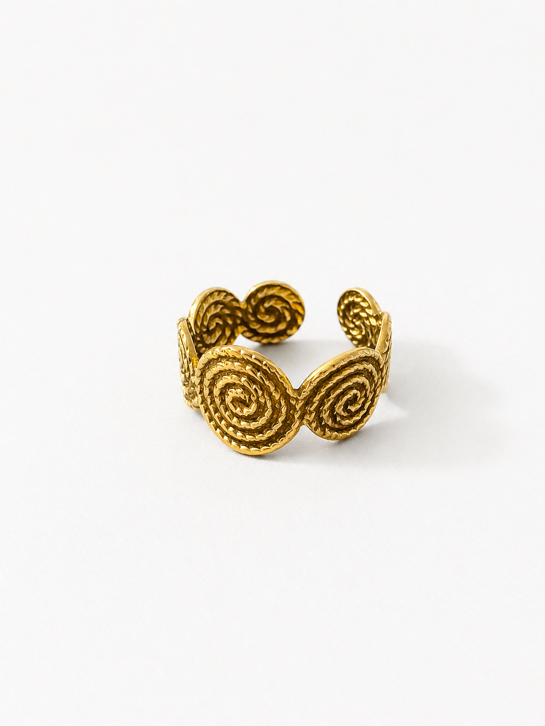 Elegant Spiral Design Adjustable Gold Ring for Women