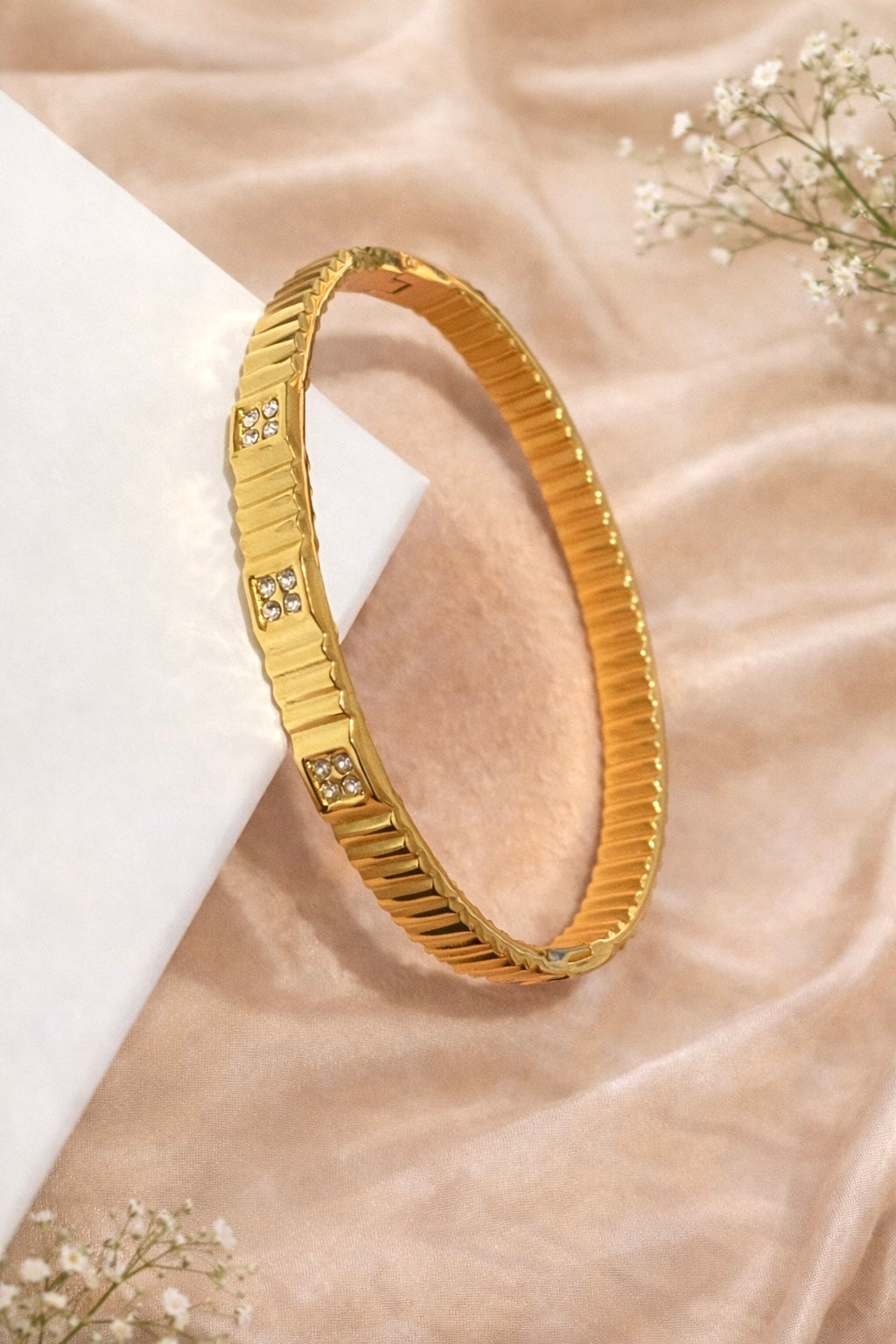 Anti-Tarnish 18K Gold Plated Crystal Studded Bracelet | Premium Finish | Adjustable Fit | Daily Wear & Party Wear | Gift Ready
