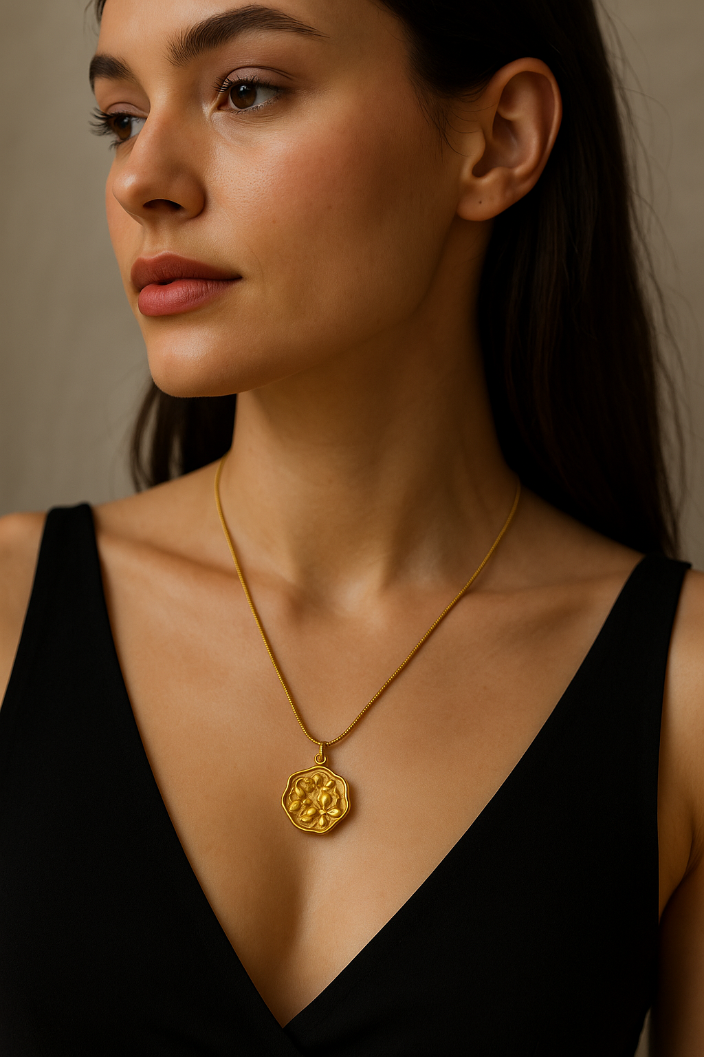 18K Gold Plated Anti-Tarnish Floral Pendant Chain – Everyday Luxury for Modern Women