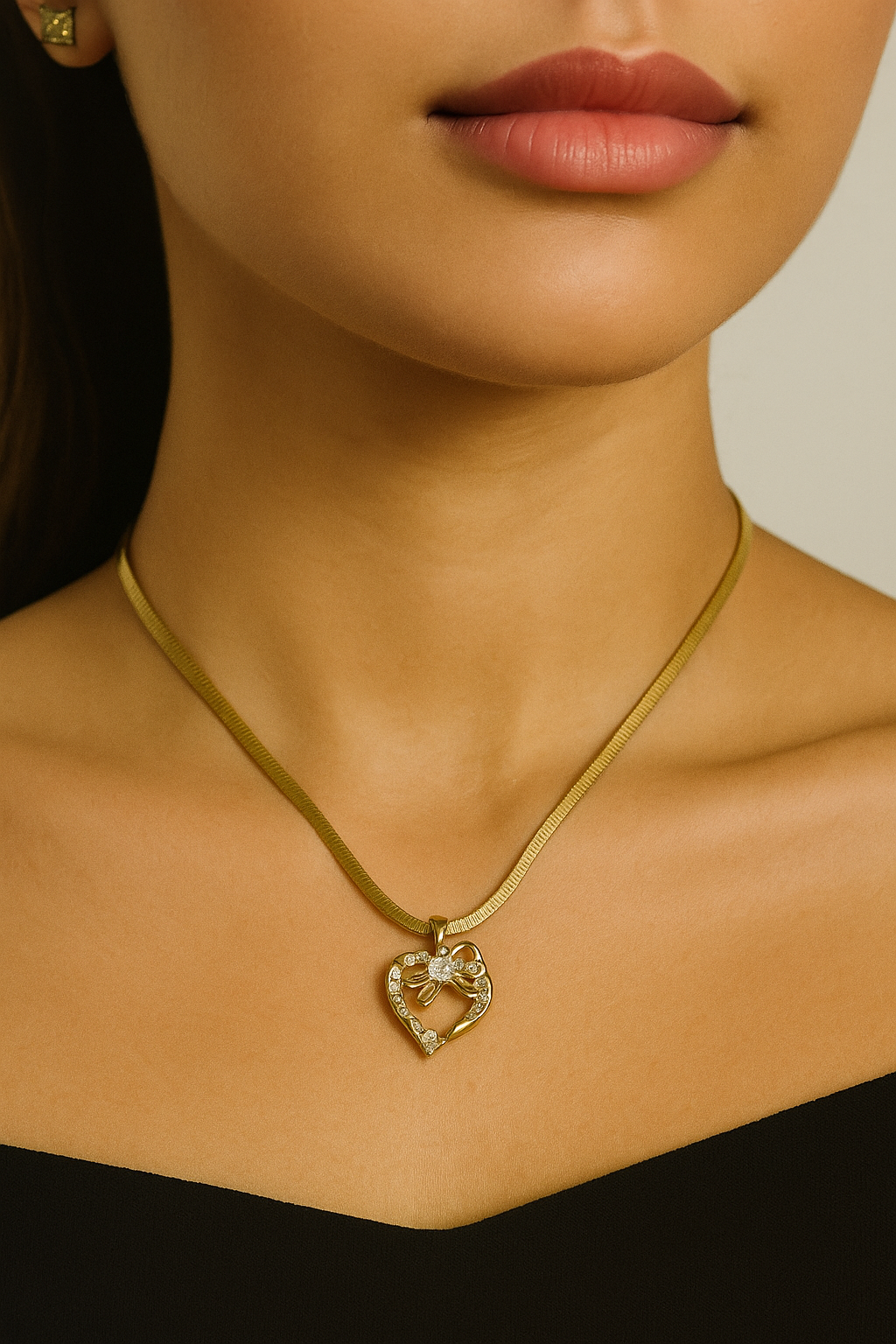 Anti-Tarnish Snake Chain with Heart Pendant – Big Size Pendant, Stylish and Durable Jewelry