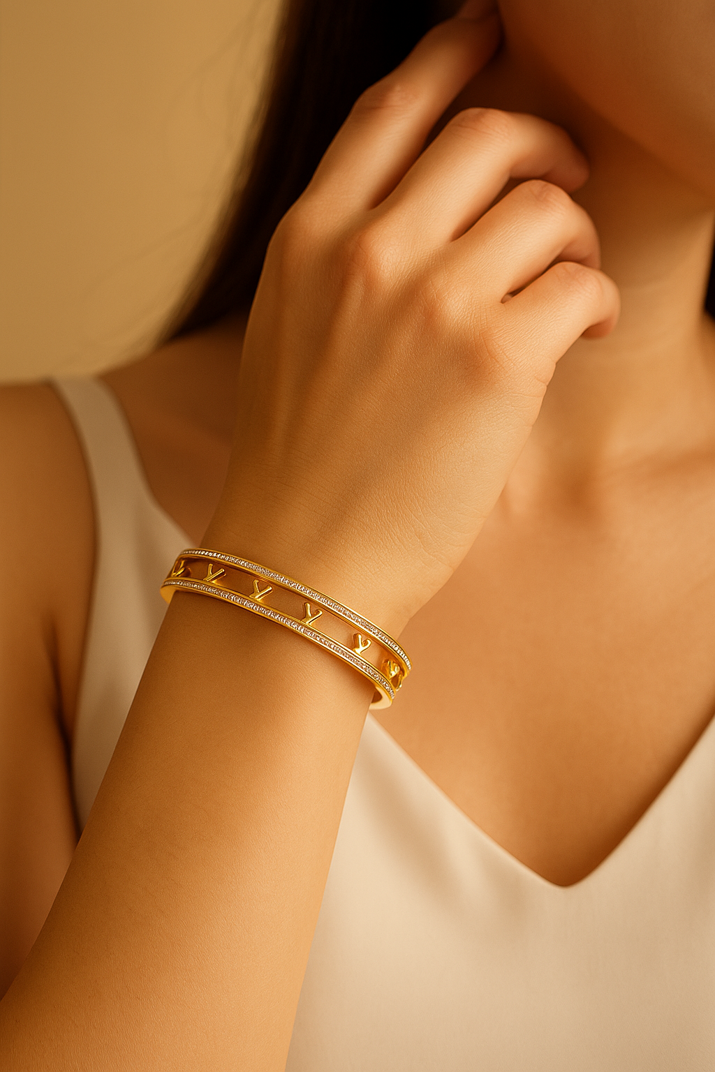 Elegant Anti-Tarnish Bracelet with Sparkling AD Stones – Luxurious & Long-Lasting Fashion Jewelry