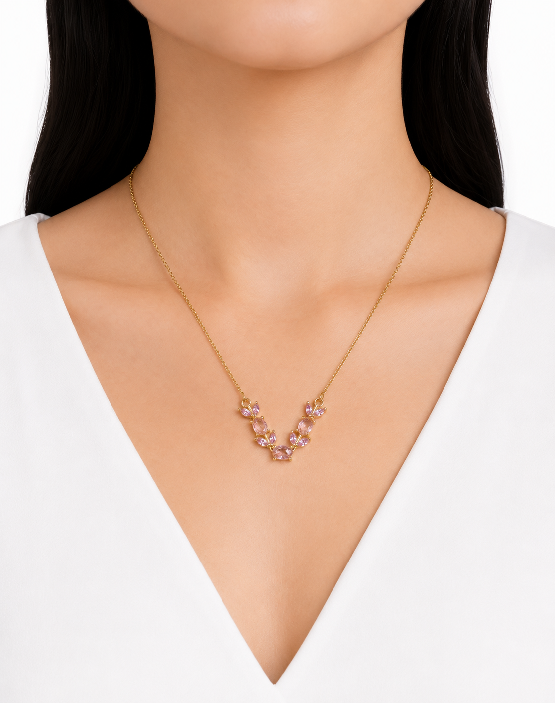 18K Gold Plated Pink Tulip Chain Necklace for Women | Anti-Tarnish Floral Pendant Chain | Trendy Elegant Jewelry Gift