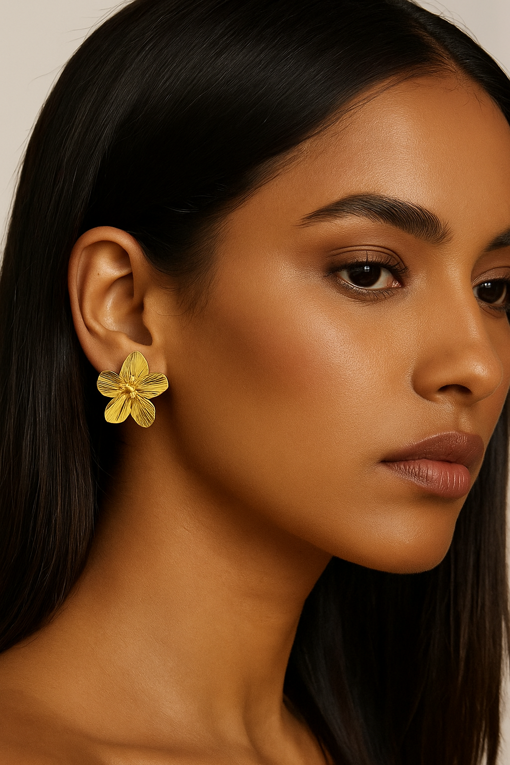 Anti-Tarnish Floral Design Large Earrings - Timeless Beauty and Durability