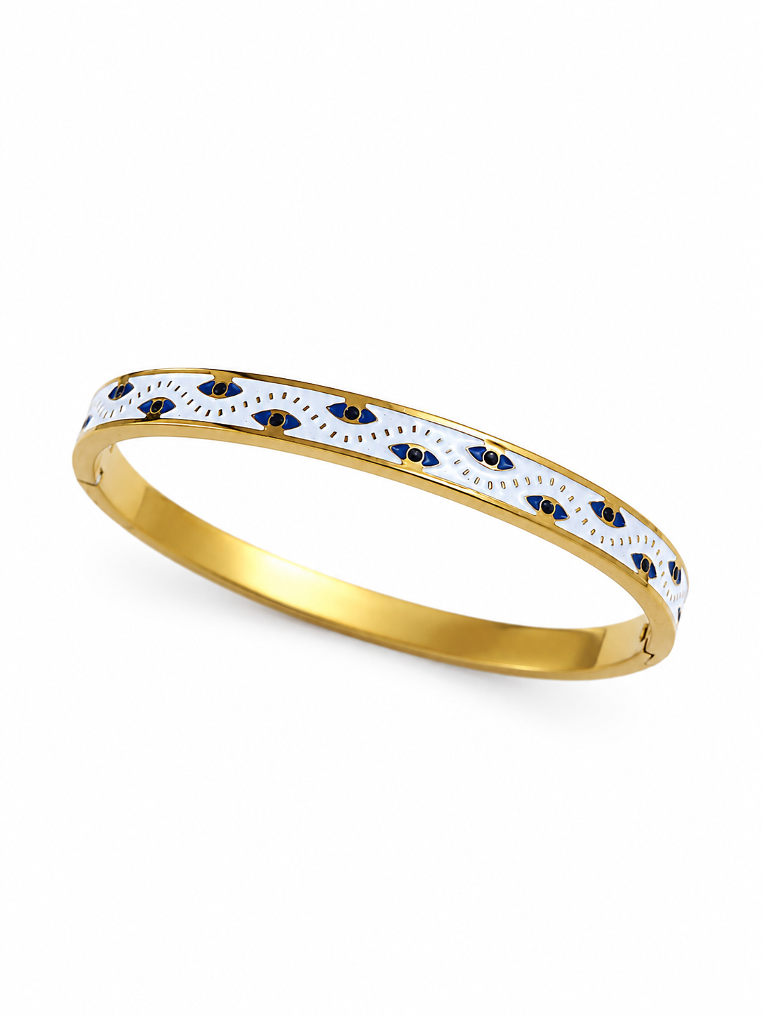 18K Gold Plated Evil Eye Bangle Bracelet for Women | Anti-Tarnish Lucky Charm Bracelet