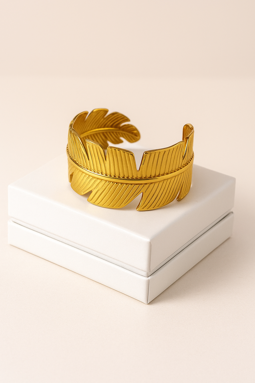 Jewelsstar Anti-Tarnish Palm Leaf Design Cuff Bracelet | Adjustable | Party Wear | 18K Gold Plated | Gift Ready Box Packing