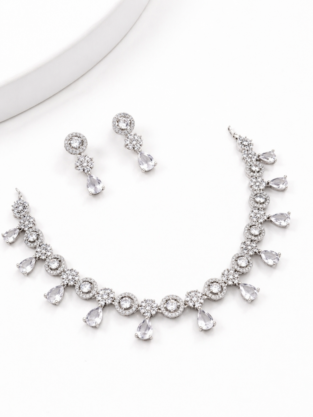 American Diamond Necklace Set with Matching Earrings – Premium Finish