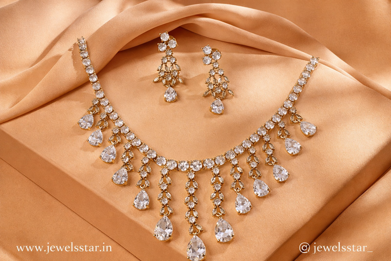 American Diamond Necklace Set with Earrings & Maang Tikka | Gold & Silver Dual Plated CZ Bridal Jewelry Set | Wedding, Party & Festive Wear for Women