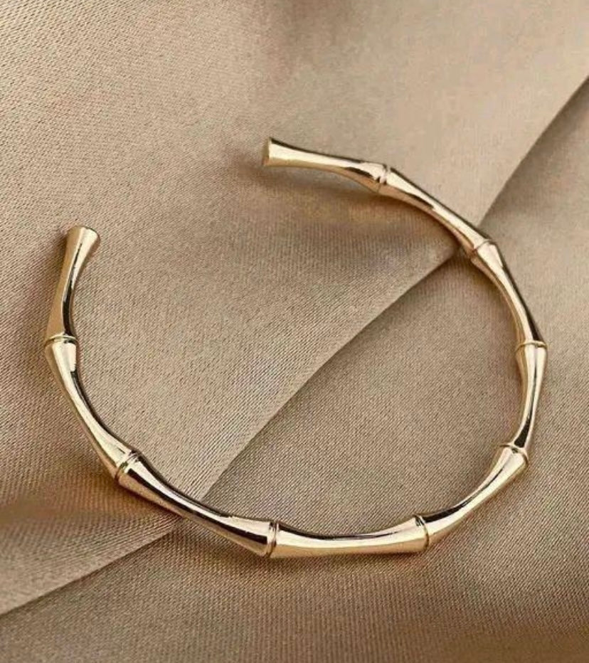 Bamboo Design Anti-Tarnish Cuff Bracelet for Women – Stylish, Durable & Adjustable