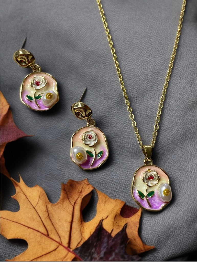 Handmade Resin Art Pendant & Earrings Set – Unique Jewelry for Every Occasion