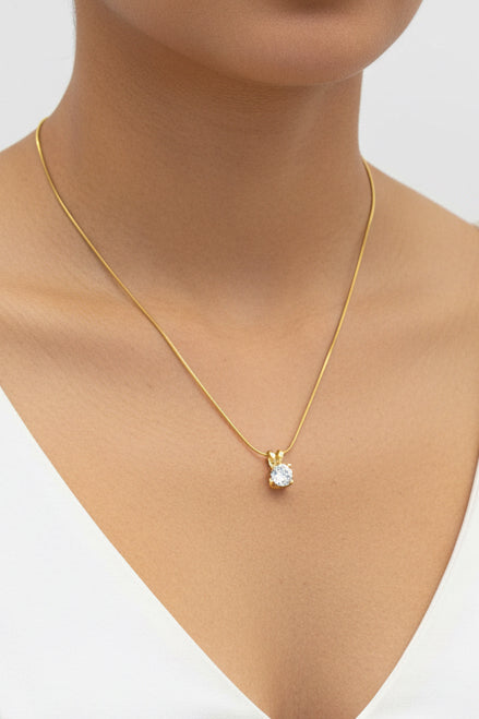 Elegant Diamond Locket Pendant Chain | 18K Gold Plated Jewelry