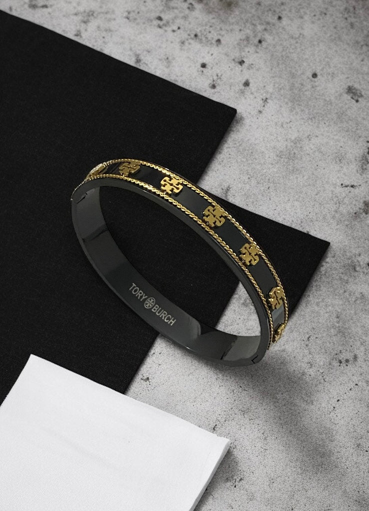 Jewelsstar Latest Design Anti-Tarnish Bracelet – Black & Golden Combination | One Size Fits All