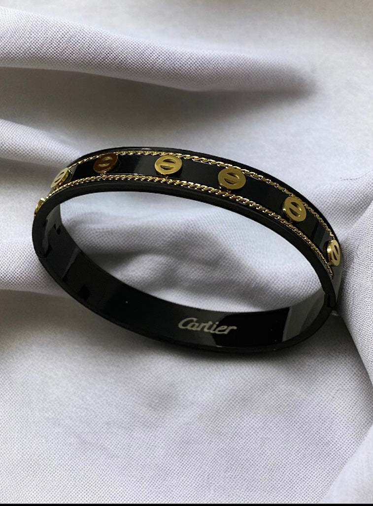 Jewelsstar Latest Design Anti-Tarnish Bracelet – Black & Golden Combination | One Size Fits All