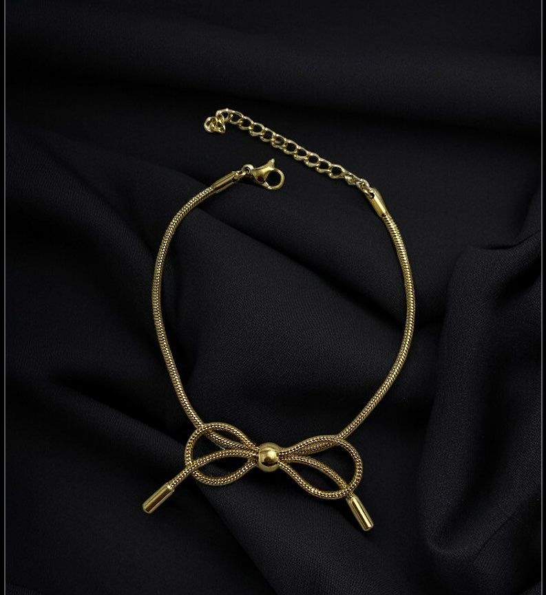 Anti-Tarnish Bow Chain Bracelet for Women & Girls | Adjustable Fit | Perfect for Gifting