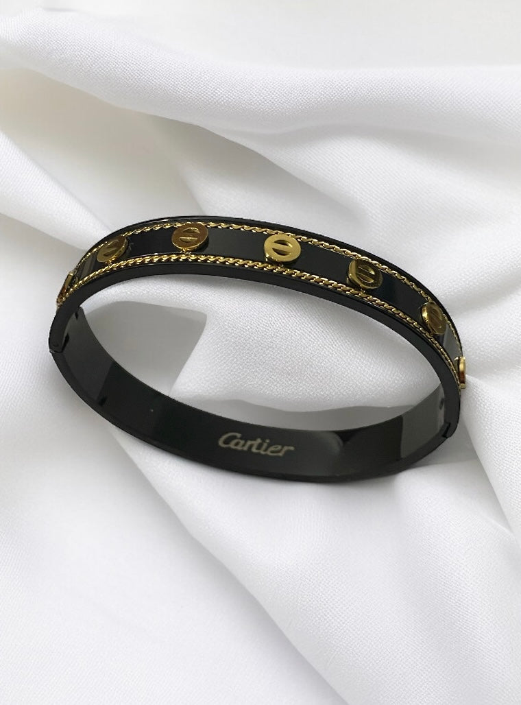 Jewelsstar Latest Design Anti-Tarnish Bracelet – Black & Golden Combination | One Size Fits All