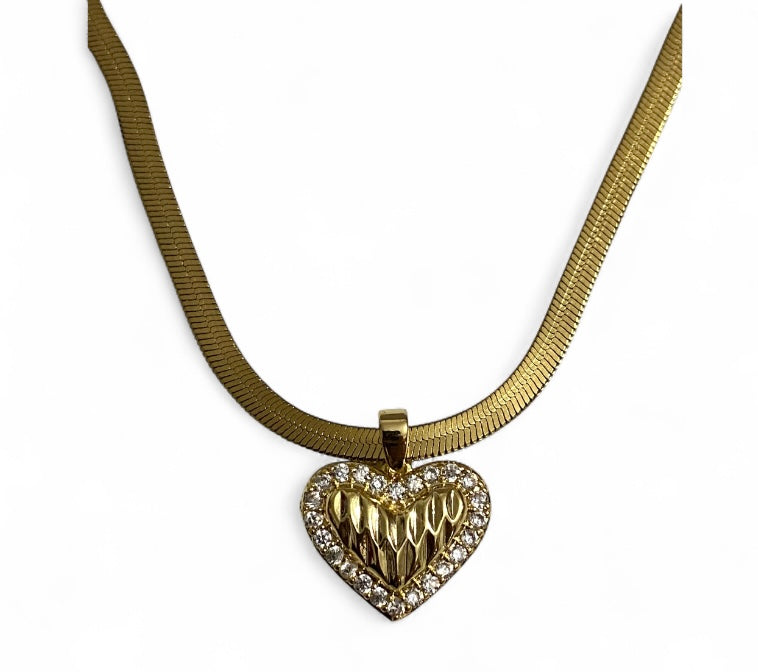 Anti-Tarnish Snake Chain with Heart Pendant – Big Size Pendant, Stylish and Durable Jewelry