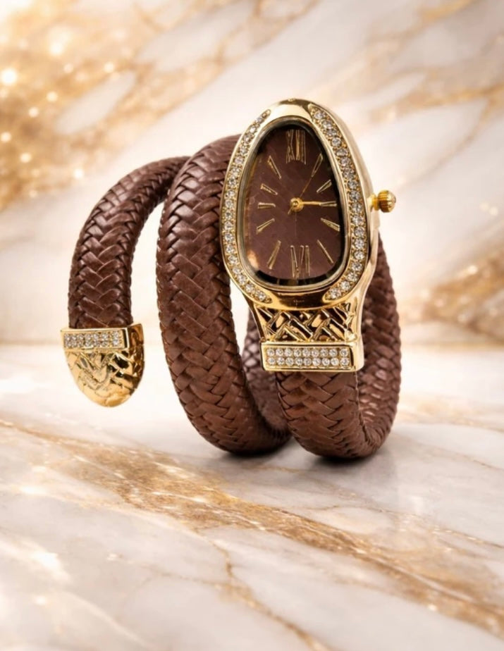 Elegant Snake Design Leather Strap Watch for Women | Stylish & Trendy Analog Wrist Watch