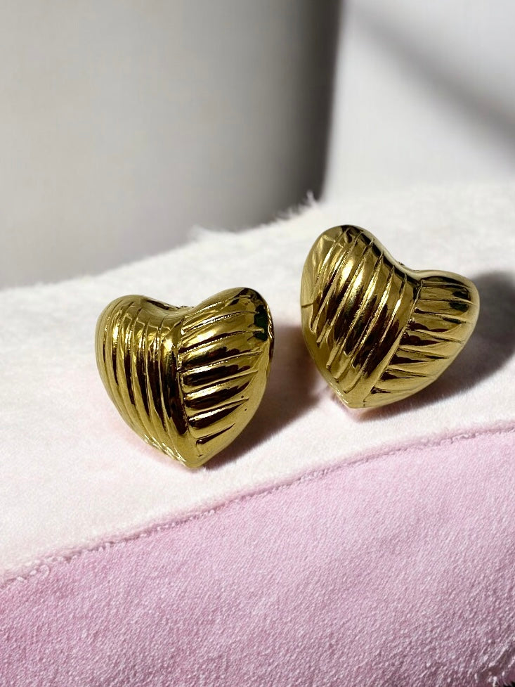 Chic Anti-Tarnish Gold-Plated Heart Stud Earrings