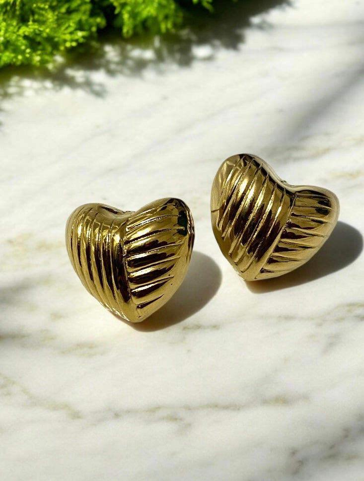 Chic Anti-Tarnish Gold-Plated Heart Stud Earrings