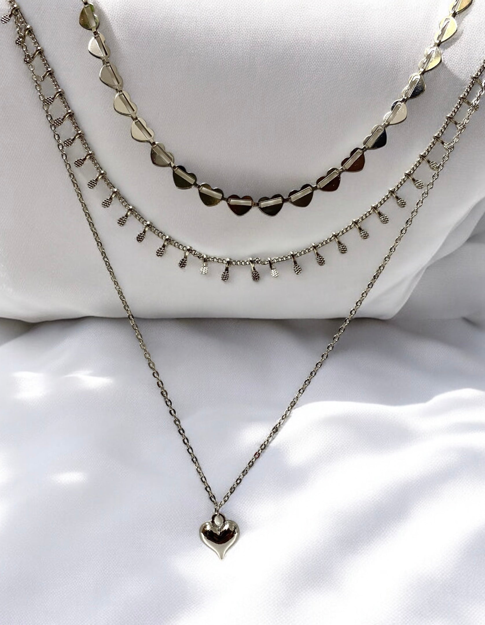 Stunning 3-Layer Heart Necklace Chain